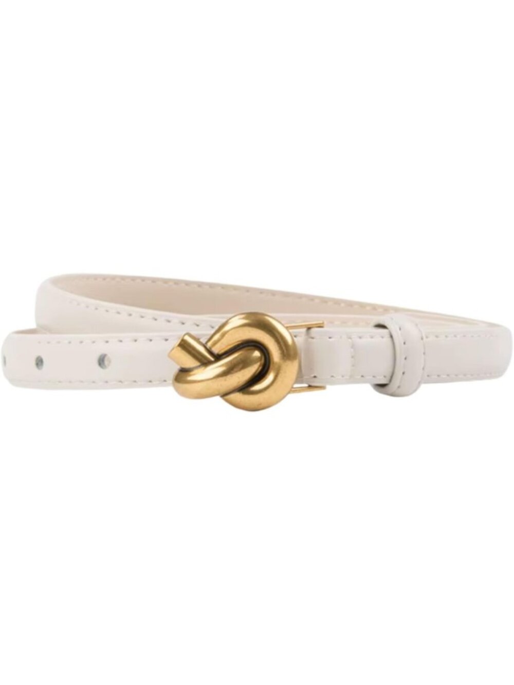 Stylish Women's Premium Leather Belt with Gold Knot Buckle - 100% Cowhide